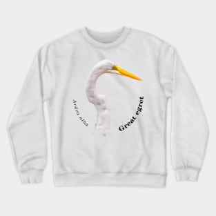 Great egret tropical bird pin black text Crewneck Sweatshirt